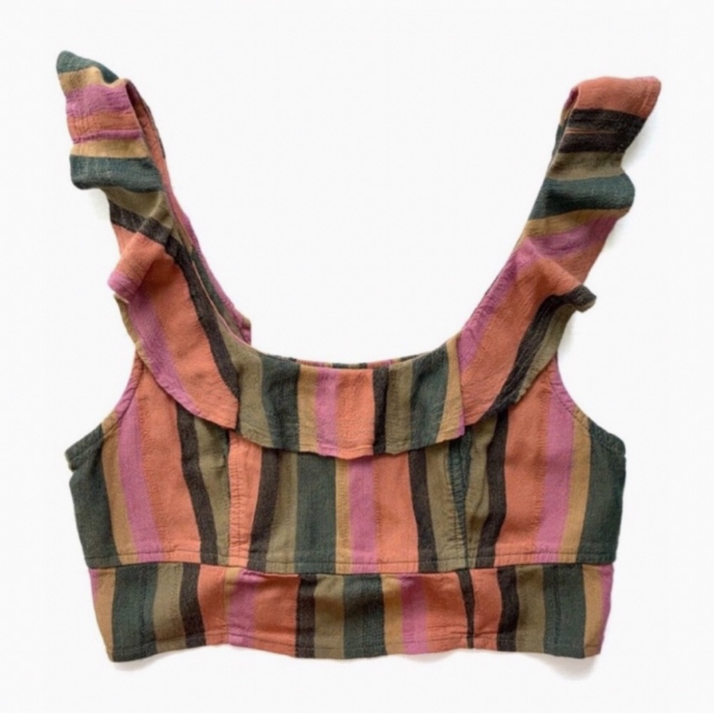 AE - Striped Ruffle Crop Top